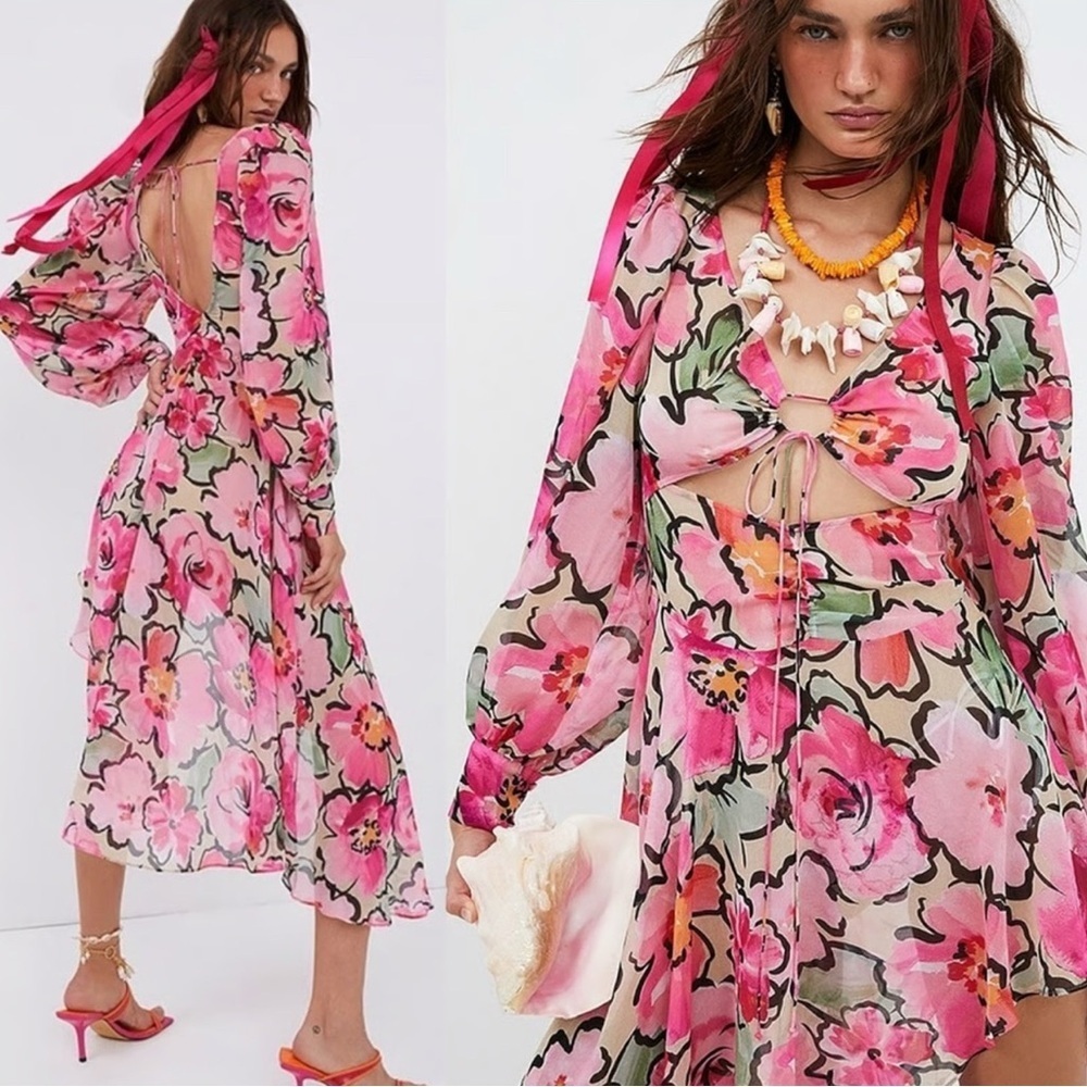 NWT For Love and Lemons Tiana Midi Dress XS